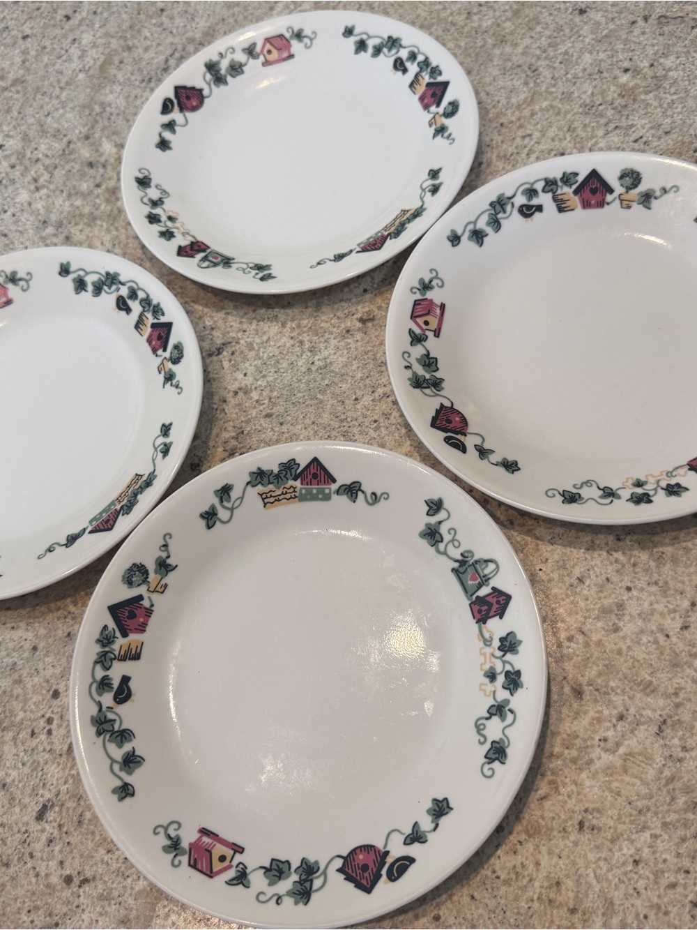 Corelle plate with Birdhouse Border